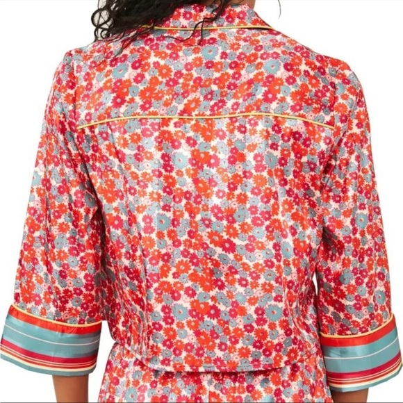 Free People PILLOW TALK PJ SET Satin PJ poppy red $88 - Picture 10 of 12